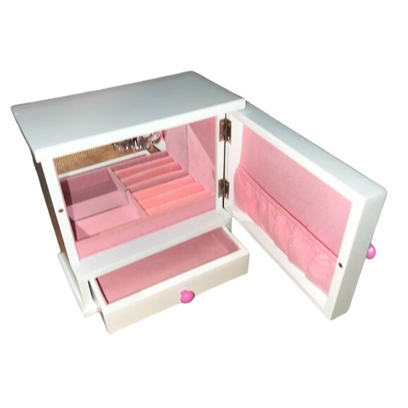 Open Front Wooden Jewelry Box Chest for Girls 8" x 8" Flowers & Butterflies with - Picture 11 of 16